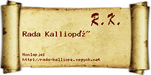 Rada Kalliopé névjegykártya
